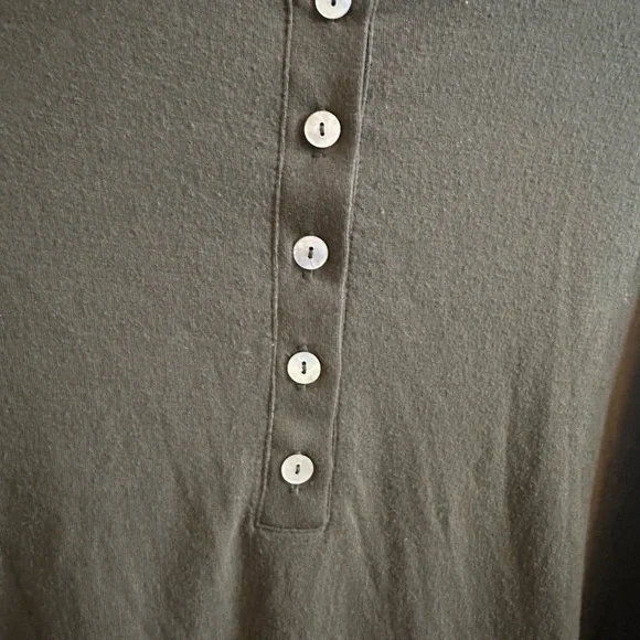 Olive Green Long Sleeve Henley Top | Women’s Medium - Picture 2 of 6